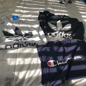 2 adidas originals tee plus 1 champion tee
